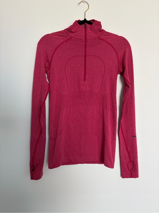 lululemon athletica Tops - Lululemon Run Swiftly Half Zip Pullover Pink red Heather Thumbholes Women’s S